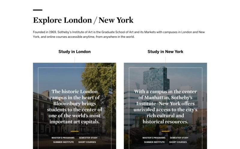 Sotheby's Institute of Art Website Homepage